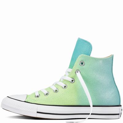 Converse Chuck Taylor All Star Ombre Metallic High Tops Mens - Green/Light Turquoise Shoes (301HATKI)